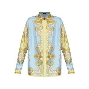 VERSACE Medusa Head Print Silk Shirt Women CLEAR BLUE Shirts